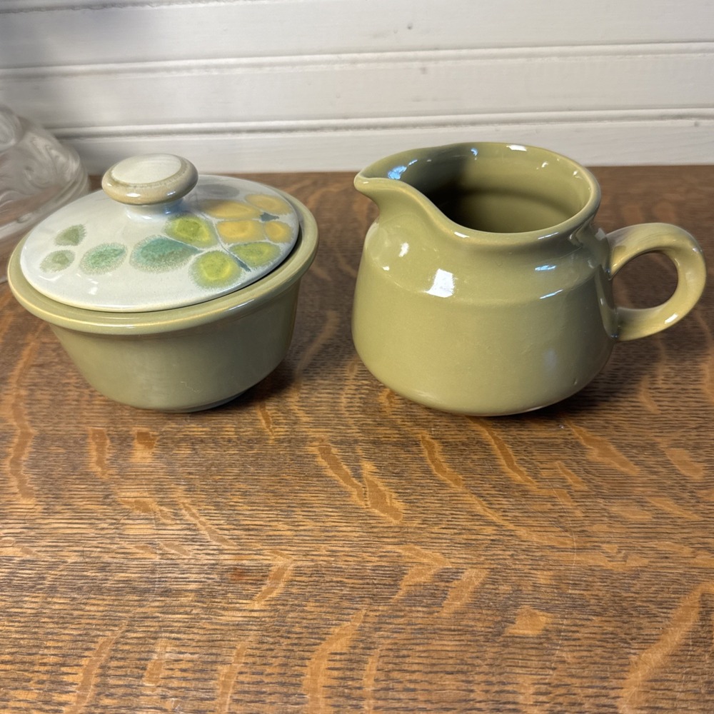 Vintage Franciscan Pebble Beach Earthenware Sugar Dish and Creamer Set
